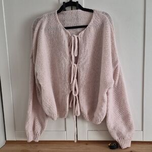 💙Soft Pink Tie-Front Women's Sweater
